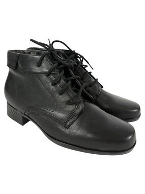 Leather Witch Boots 7.5 Lace-Up Black Witchy Goth Whimsigoth Victorian Ankle